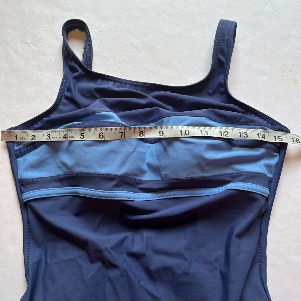 Lands' End Women's One Piece Tank Swim Suit Blue/Light Blue Size 10 - Picture 7 of 9